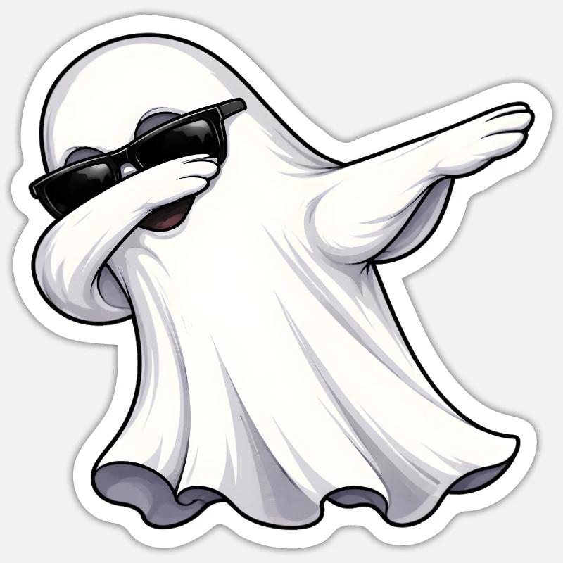 Dab Ghost - Sticker taille S (10 x 10 cm) - blanc mat