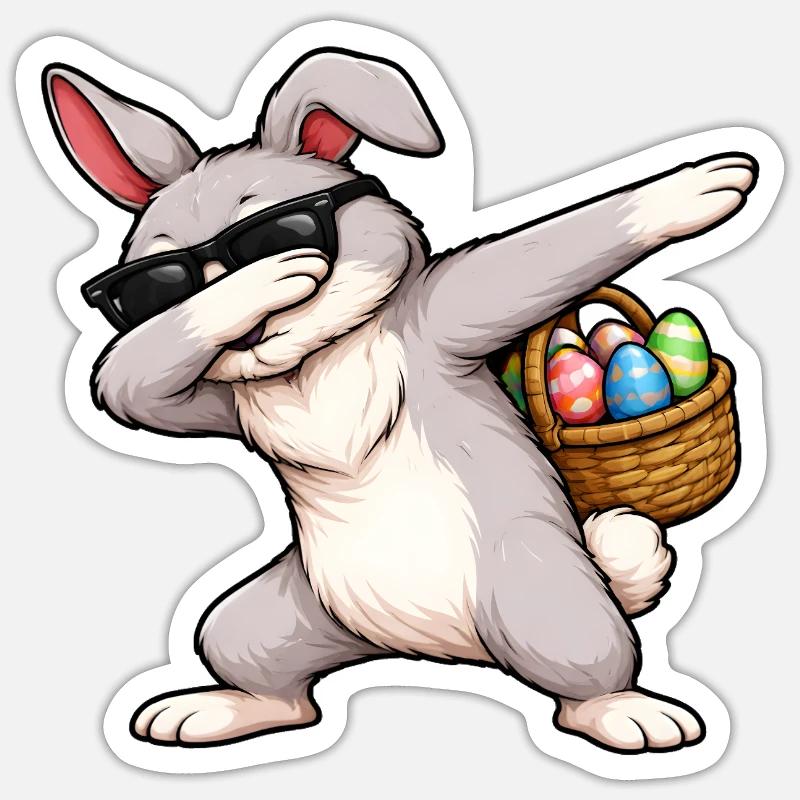 Dabbing Easter Bunny - Sticker size S (10 x 10 cm) - white matte