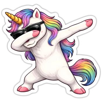 Dabbing Einhorn - Sticker Größe S (10 x 10 cm) - Mattweiß - Vorne