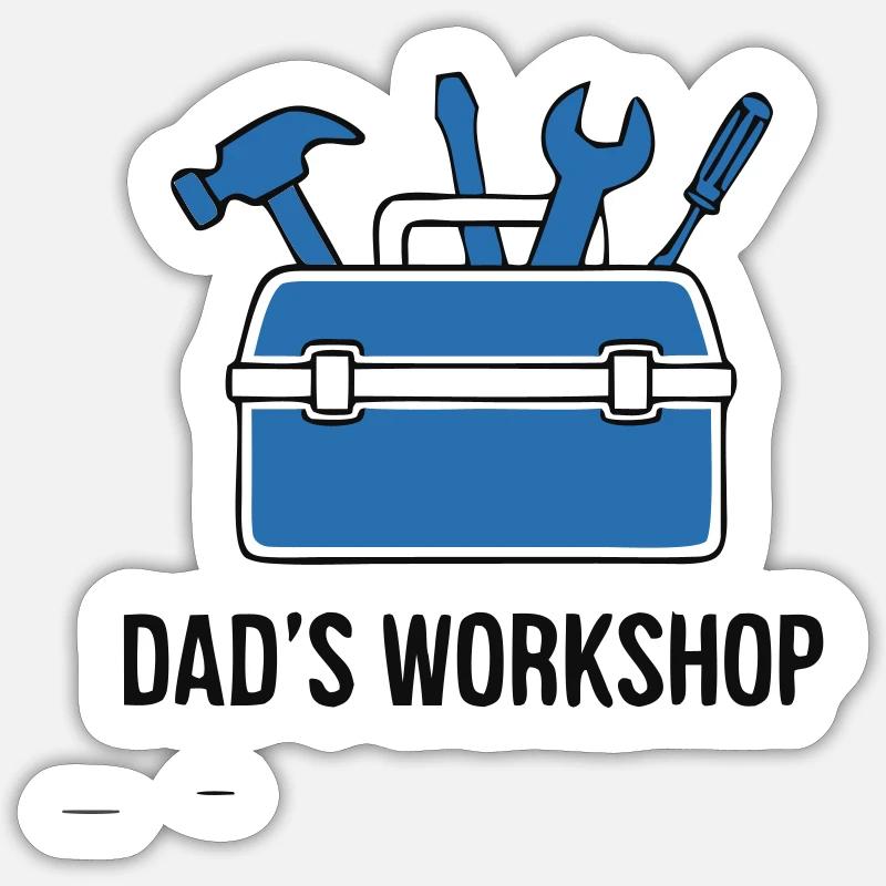 Dads Workshop Werkzeug Logo - Sticker Größe S (10 x 10 cm) - Mattweiß