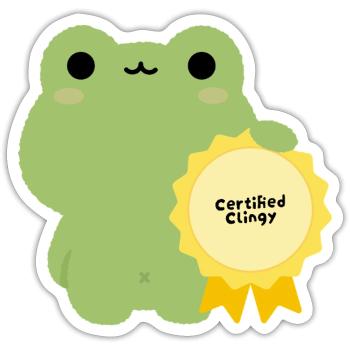 Certified Clingy Frog Badge - Sticker size S (10 x 10 cm) - white matte - Front