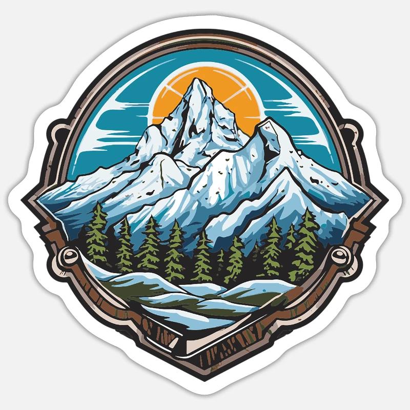 Alpen-Dämmerung Berge - Sticker Größe S (10 x 10 cm) - Mattweiß