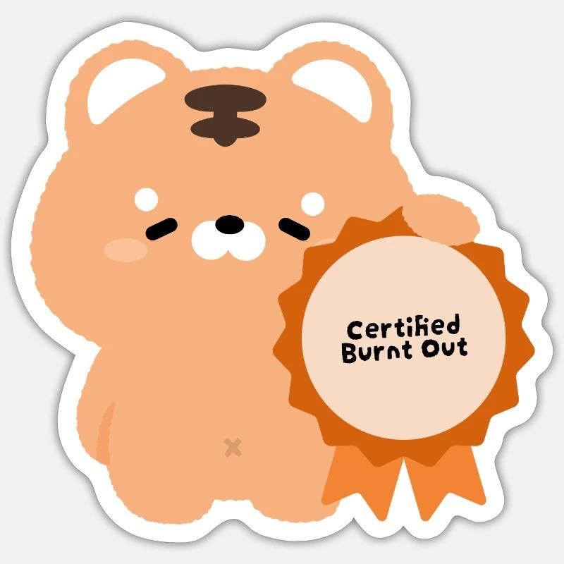 Certified Burnt Tiger - Sticker size S (10 x 10 cm) - white matte