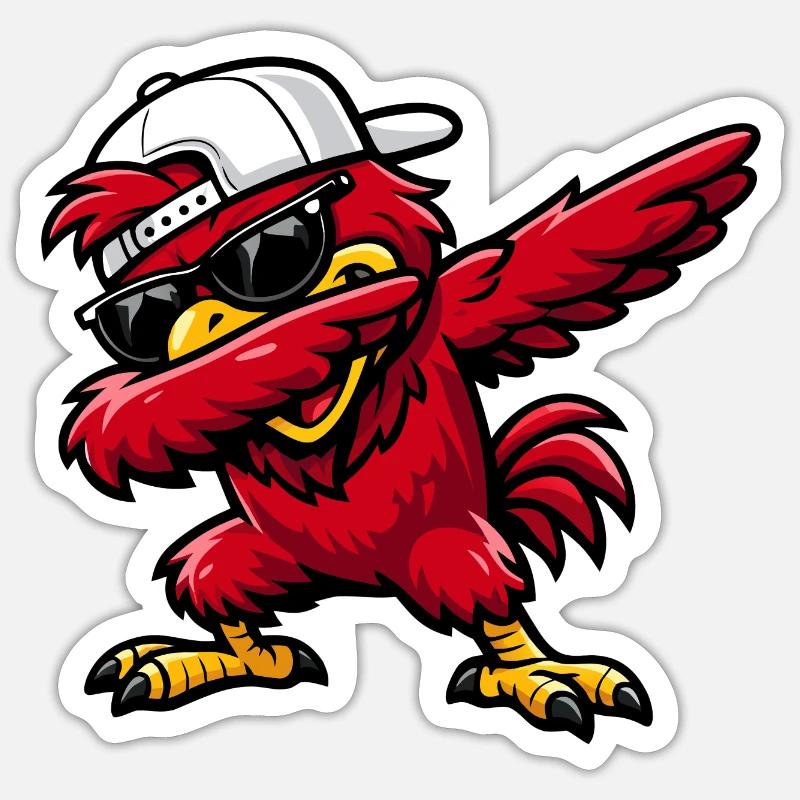 Dab Cardinal - Sticker taille S (10 x 10 cm) - blanc mat
