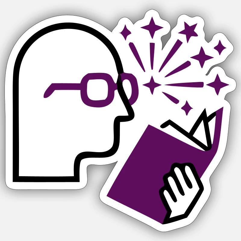 Kopf Buch Idee Inspiration - Sticker Größe S (10 x 10 cm) - Mattweiß