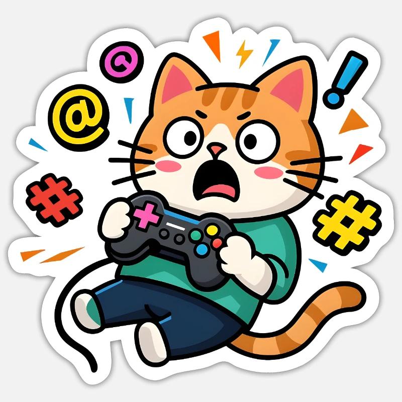 Gamer Cat Unleashed Sticker size S (10 x 10 cm)