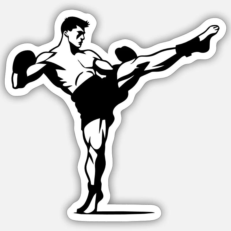Kickboxen - Sticker Größe S (10 x 10 cm) - Mattweiß