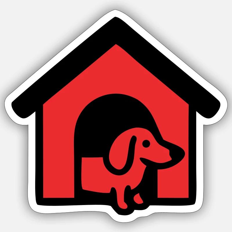 Icône de la niche teckel - Sticker taille S (10 x 10 cm) - blanc mat