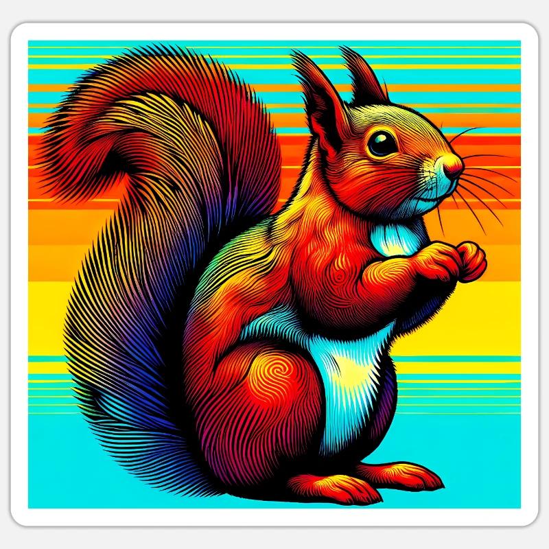 Eichhörnchen - Sticker Größe S (10 x 10 cm) - Mattweiß