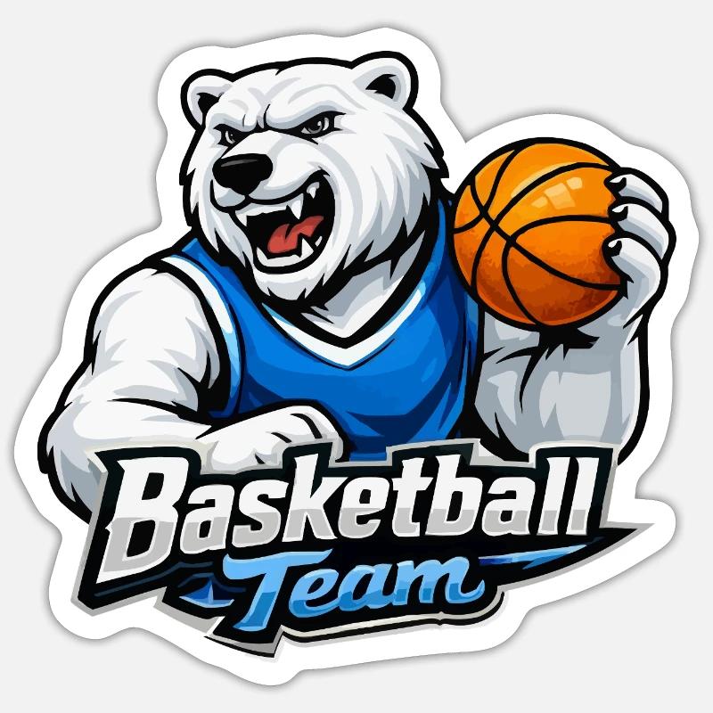Équipe de basket-ball des Polar Bear - Sticker taille S (10 x 10 cm) - blanc mat