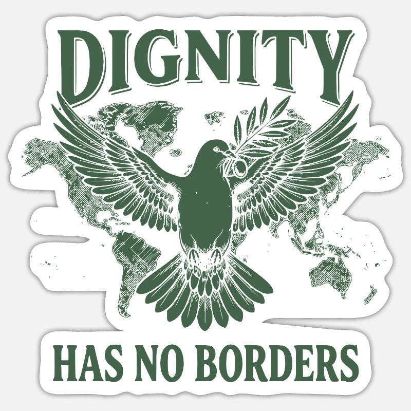 Human Rights Retro Dignity Has No Border Statement Sticker Größe S (10 x 10 cm)