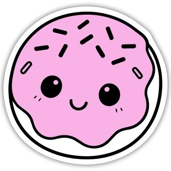 Donut mignon - Sticker taille S (10 x 10 cm) - blanc mat - Devant