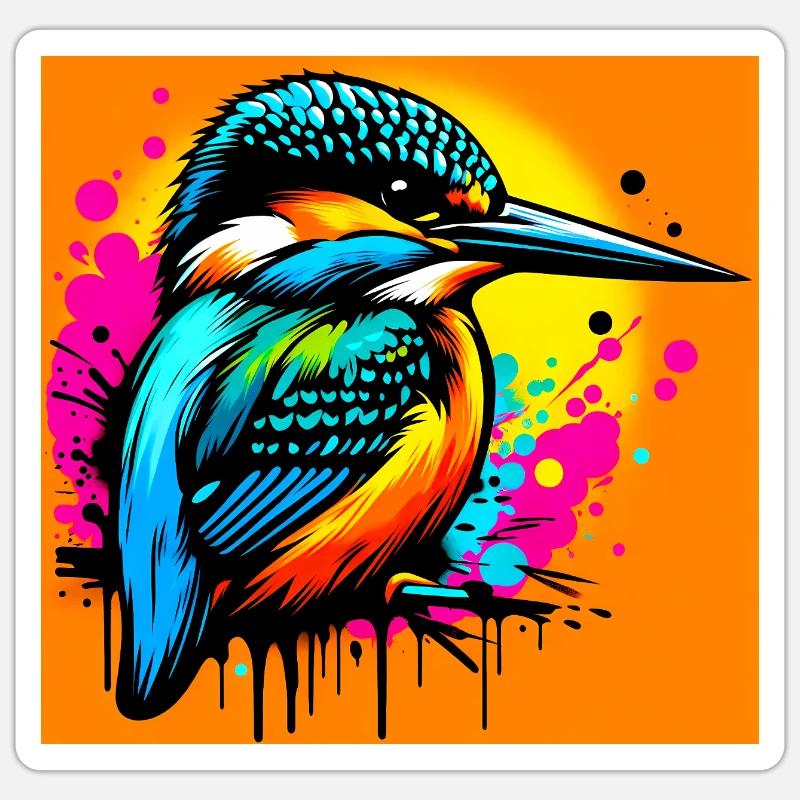 martin-pêcheur - Sticker taille S (10 x 10 cm) - blanc mat