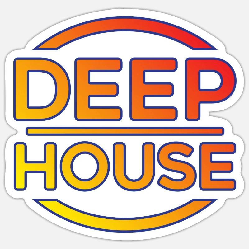 Deep House Neon Crest - Sticker size S (10 x 10 cm) - white matte