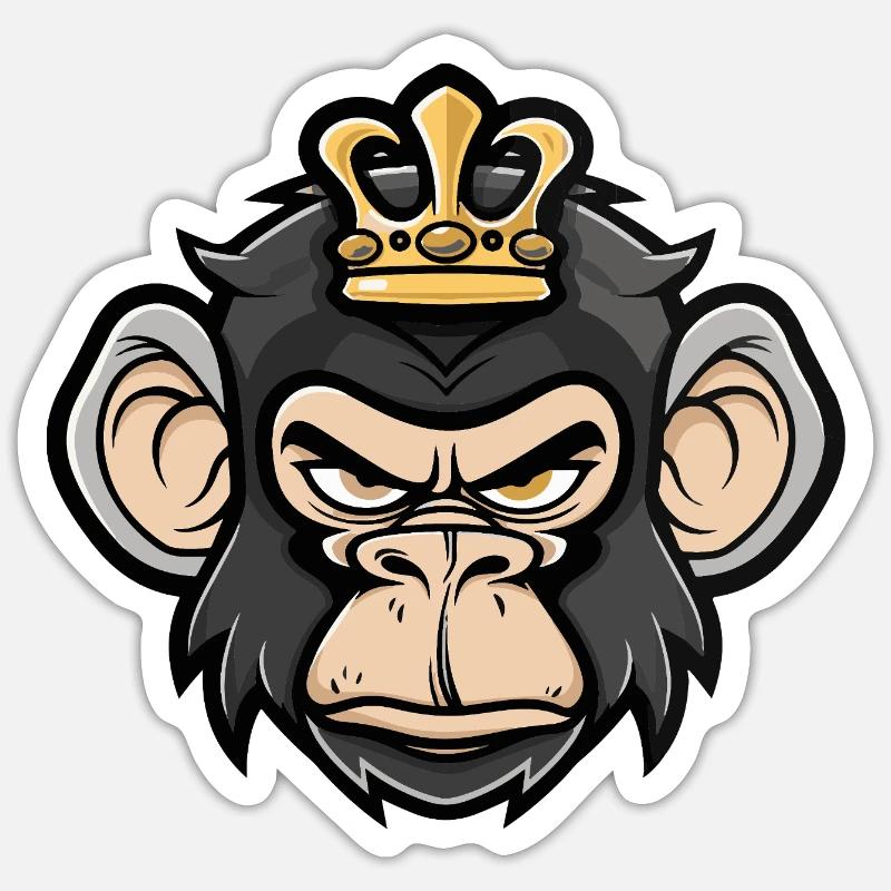 Couronne de tête de singe - Sticker taille S (10 x 10 cm) - blanc mat
