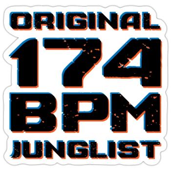 Original 174 BPM Junglist DNB Drum and Bass - Sticker size S (10 x 10 cm) - white matte - Front