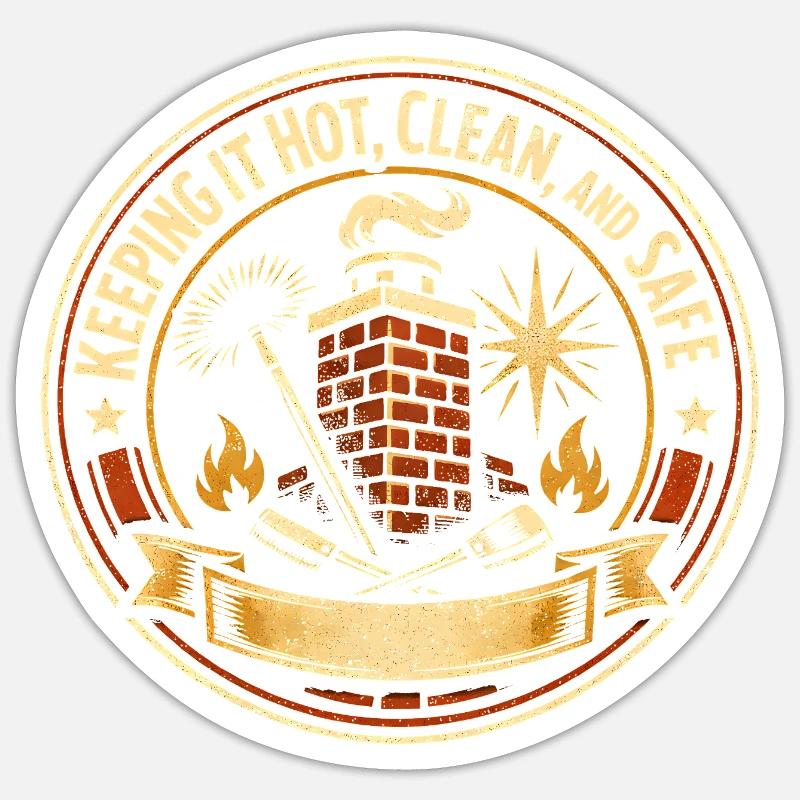 Chaud, propre, sûr | Ramoneur - Sticker taille S (10 x 10 cm) - blanc mat