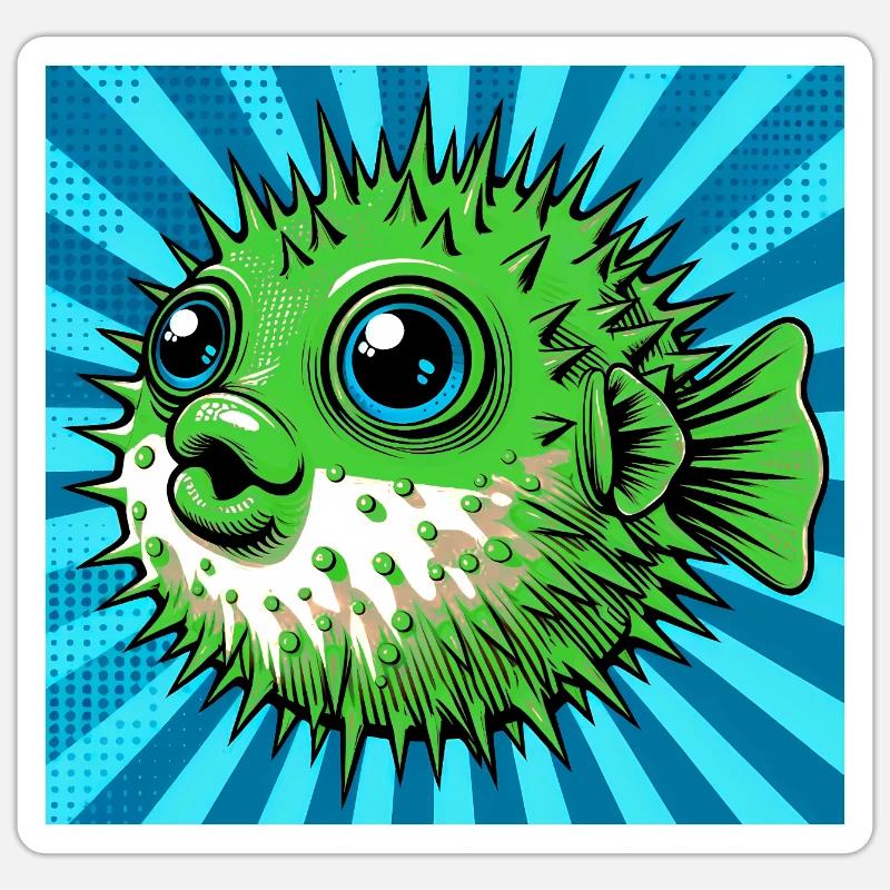Blowfish - Sticker taille S (10 x 10 cm) - blanc mat