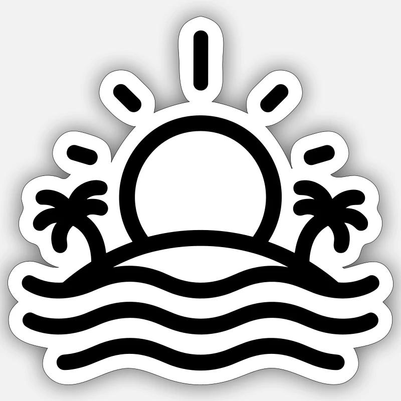 Sonnenstrand - Sticker Größe S (10 x 10 cm) - Mattweiß