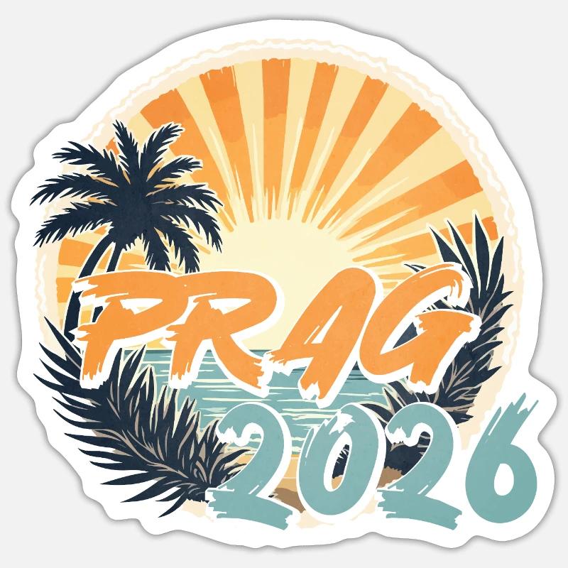 Prague 2026 - Sticker taille S (10 x 10 cm) - blanc mat
