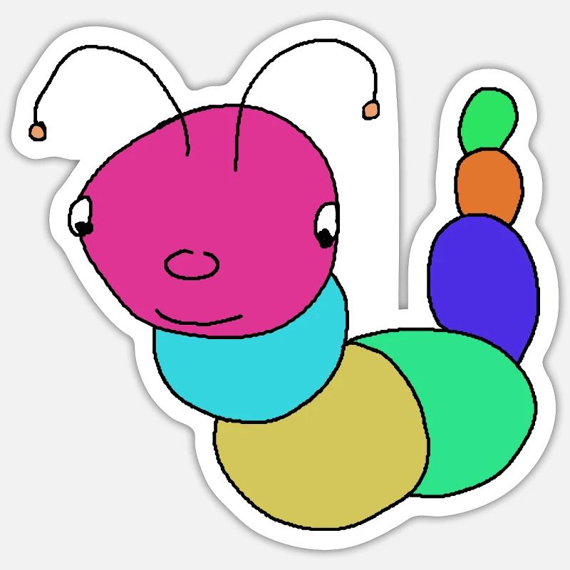Chenilles, chenilles, bébés chenilles - Sticker taille S (10 x 10 cm) - blanc mat