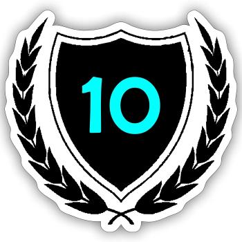 Neon Ten Numeral Print - Sticker size S (10 x 10 cm) - white matte - Front