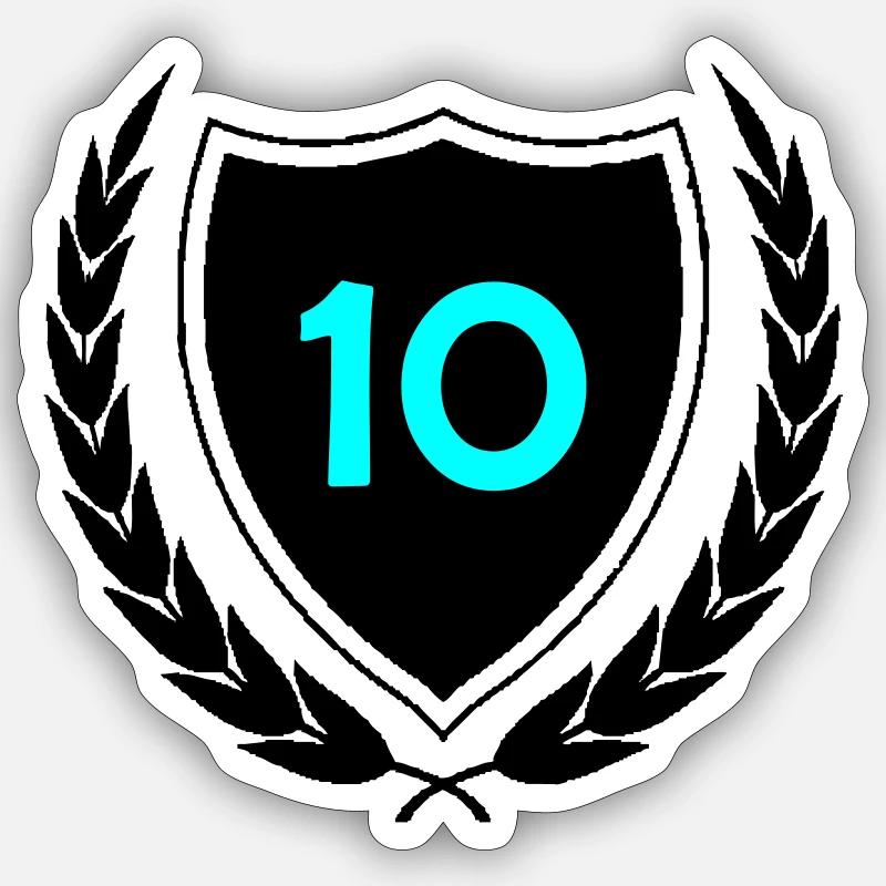 Neon Ten Numeral Print - Sticker size S (10 x 10 cm) - white matte