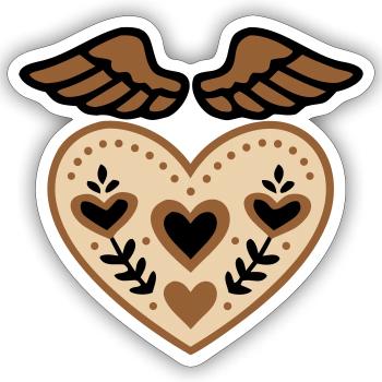 Tatouage d'ange gardien avec ailes en forme de cœur - Sticker taille S (10 x 10 cm) - blanc mat - Devant