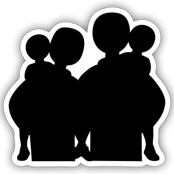 Silhouette familiale Les parents Enfants aiment ensemble - Sticker taille S (10 x 10 cm) - blanc mat - Devant
