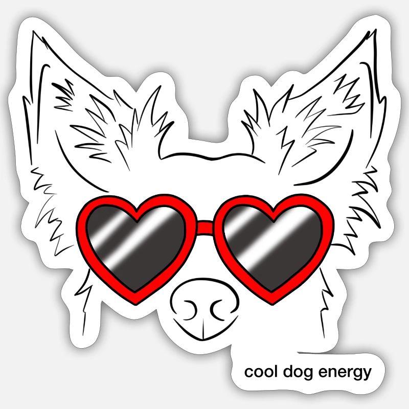cool dog energy - Sticker Größe S (10 x 10 cm) - Mattweiß