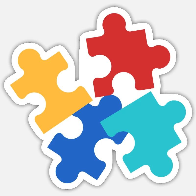 Bunte Puzzleteile Collage - Sticker Größe S (10 x 10 cm) - Mattweiß