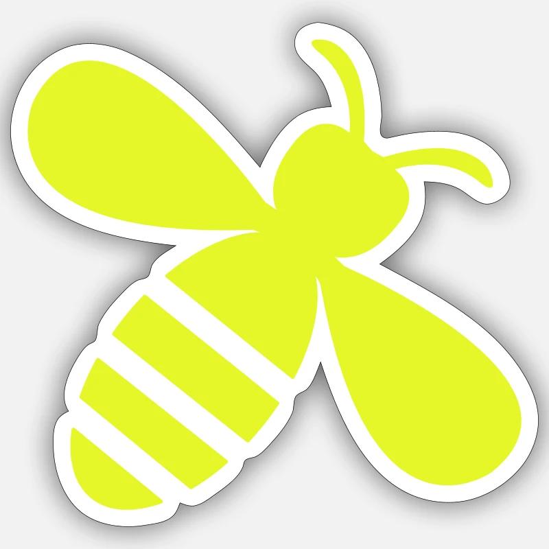 Neon Bee Yellow on Black - Sticker size S (10 x 10 cm) - white matte
