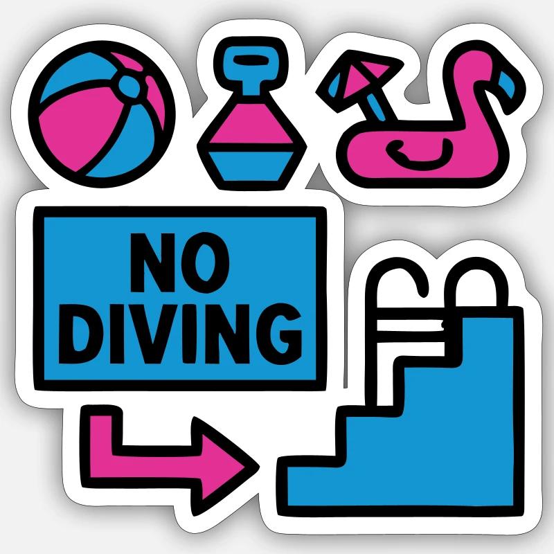 Pool Party Set Sommer 90er - Sticker Größe S (10 x 10 cm) - Mattweiß