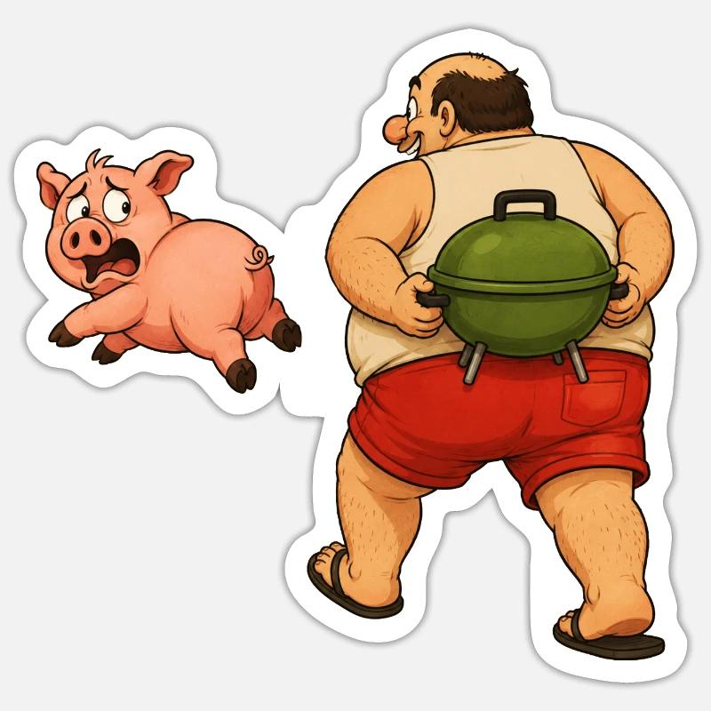 Barbecuing is fun - Sticker size S (10 x 10 cm) - white matte
