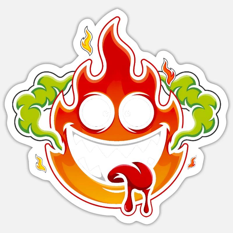 Crazy Fire Monster - Sticker Größe S (10 x 10 cm) - Mattweiß