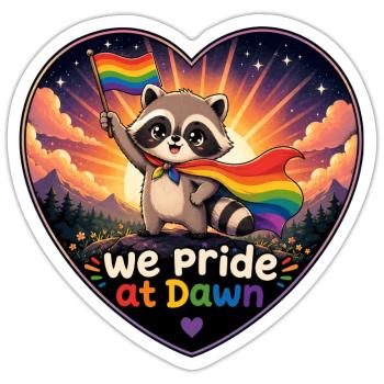 We Pride at Dawn Raccoon Pride Heart - Sticker size S (10 x 10 cm) - white matte - Front
