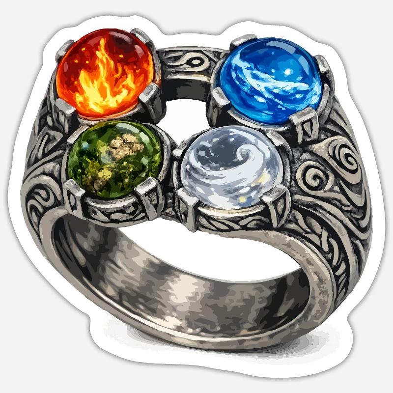Four Elements Ring with Gemstones - Sticker size S (10 x 10 cm) - white matte