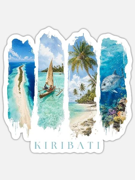 Kiribati Urlaub Travel – Südsee Strand & Ozean - Sticker Größe S (10 x 10 cm) - Mattweiß