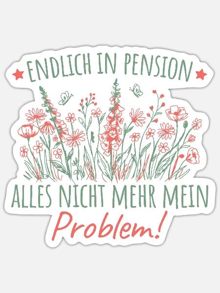Pensionärin Wildblumen Abschied Kollegin Pension - Sticker Größe S (10 x 10 cm) - Mattweiß