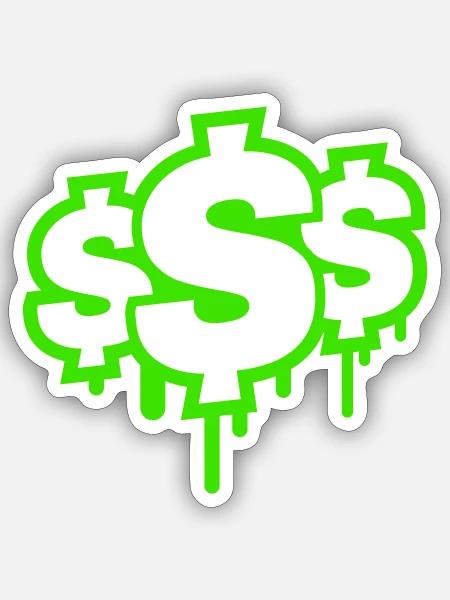 Neon Graffiti Dollarzeichen Tropfen - Sticker Größe S (10 x 10 cm) - Mattweiß