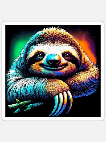 Faultier - Sticker Größe S (10 x 10 cm) - Mattweiß