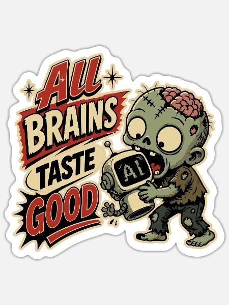 Zombie versus AI - Sticker Größe S (10 x 10 cm) - Mattweiß