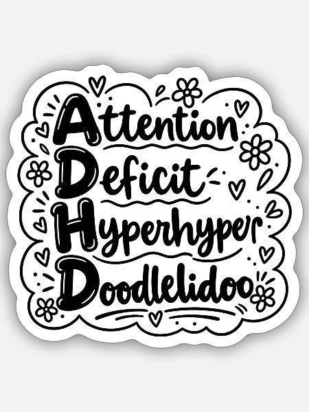 ADHD-doodlelidoo - Sticker Größe S (10 x 10 cm) - Mattweiß