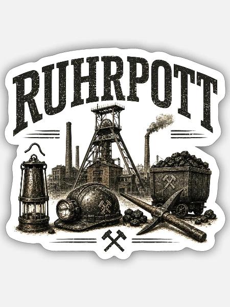 Ruhrpott - Bergbau - Zeche - Kumpel - Zollverein - Sticker Größe S (10 x 10 cm) - Mattweiß