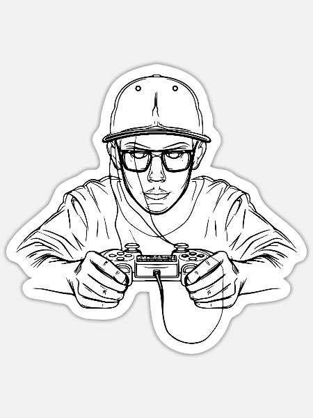 Videospiele Liebhaber - Sticker Größe S (10 x 10 cm) - Mattweiß