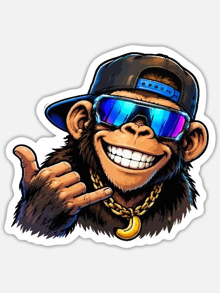 affe-cool - Sticker Größe S (10 x 10 cm) - Mattweiß