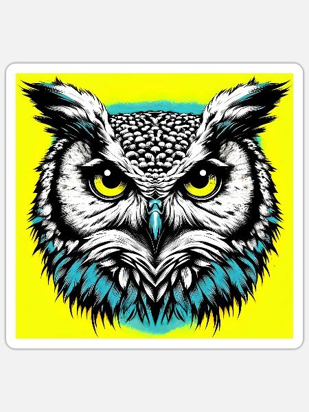 Eule - Sticker Größe S (10 x 10 cm) - Mattweiß