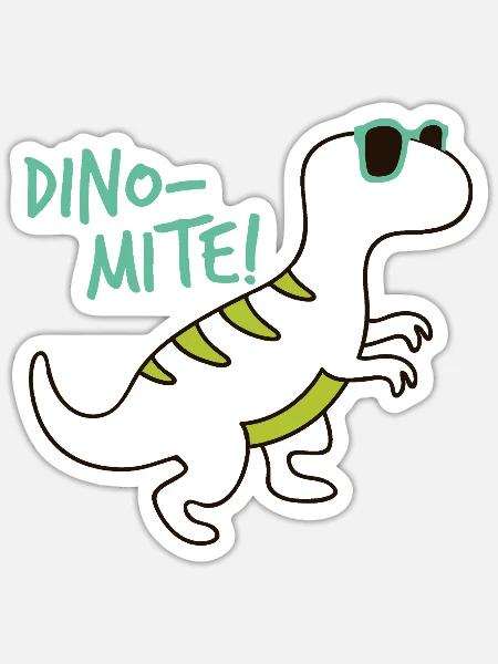 Cooler Dinosaurier Dino-Mite Sonnenbrille Fun - Sticker Größe S (10 x 10 cm) - Mattweiß