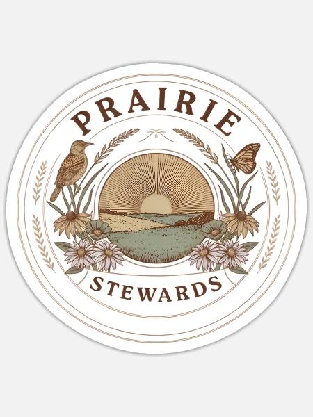 Prairie Stewards Native Prairie - Sticker Größe S (10 x 10 cm) - Mattweiß