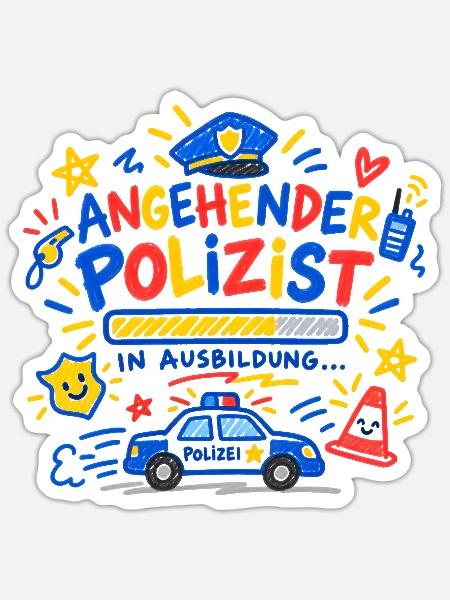 Angehender Polizist Polizei Ausbildung Geschenk - Sticker Größe S (10 x 10 cm) - Mattweiß